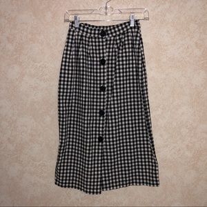 Long black and white checkered skirt size small